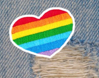 Rainbow Heart Patch 5.5cm Applique