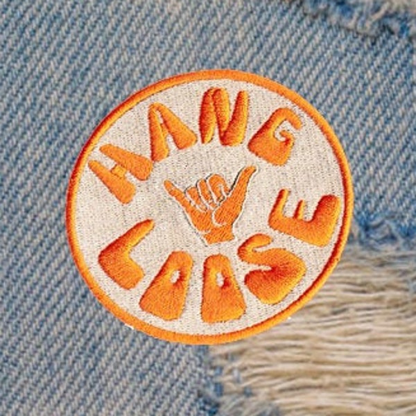 Cool Vintage 70's 80's Style "Hang Loose" Morale Surfing Surfer Surf Patch Badge for Cap Hat Shirt 8cm Applique