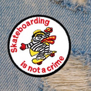 Awesome Vintage Style 80's Skateboarding is Not a Crime 8cm Patch Badge Skater Hat