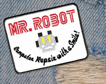 Awesome Large Mr. Robot Patch 10cm fsociety Badge for Shirt Hat Cap Jacket 4 inch x 3 inch Applique Great for Halloween Costume!