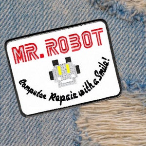 Awesome Large Mr. Robot Patch 10cm fsociety Badge for Shirt Hat Cap Jacket 4 inch x 3 inch Applique Great for Halloween Costume image 1