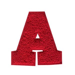 Gran chenilla roja letra "A" parche 10 cm Aaron Andy Alice ámbar Allison Arnold Amy apliques