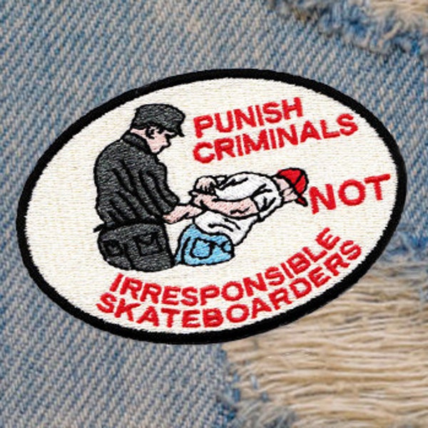 Awesome Vintage Style 80's Skateboarding is Not a Crime 10cm Patch Badge Skate Skater Hat