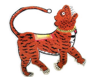 XXL Extra Large 23cm or 15cm Chenille Asian Style Walking Tiger Patch Applique (2 sizes available)