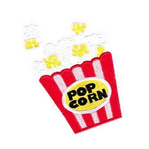 Söt vintage XL popcorn-stryklapp 17 cm applikation