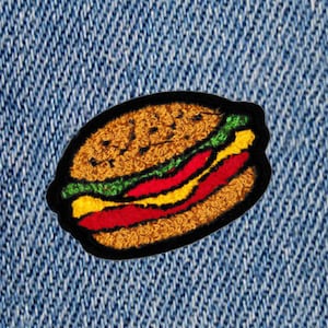 Cute Style Chenille Hamburger Patch 7cm Applique