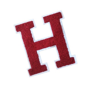 XXL Extra großer Chenille dunkelroter Buchstabe "H" Aufnäher 23cm Harry Helen Howard Hugh Harriett Henry Hannibal Hector Holly Applikation