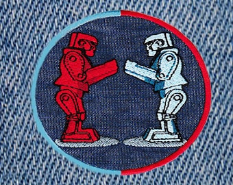 Camisa de robôs estilo vintage legal, emblema para boné, chapéu, 9 cm / 3,5 polegadas, ferro ou gancho para trás