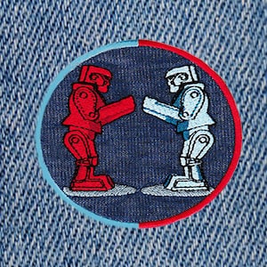 Cool Vintage Style Robots Shirt Patch Badge for Cap Hat 9cm / 3.5 inch Iron On or Hook Back