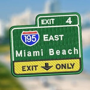Florida Miami South Beach Road Highway Sign Surf Surfer Shirt Patch Badge per berretto cappello 8 cm / 3,2 pollici Stirare o agganciare sul retro