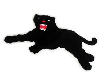 Extra Large XXL Vintage Chenille Black Panther Tiger Cat Patch 35cm Applique  13.8 inches