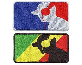 Major League DJ Headphones Patch Badge Hip Hop RAP Turntable Cap Hat Rasta 10cm / 4 inch Iron On or Hook Back