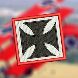 Iron Maltese Cross Red Baron Tactical Embroidered Morale Patch Badge Diving 7cm / 2.8 inch