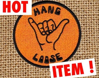 Cool Vintage 70's 80's Style "Hang Loose" Morale Surfing Surfer Surf Patch Badge for Cap Hat Shirt 8cm Applique