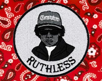 Vintage Style Compton Ruthless DJ Patch Badge 9cm / 3.5 inch Hip Hop RAP Turntable Cap Hat Iron On or Hook Back
