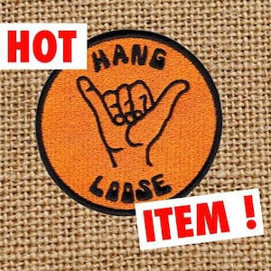 Cool Vintage 70's 80's Style Hang Loose Morale Surfing Surfer Surf Patch Badge for Cap Hat Shirt 8cm Applique image 1