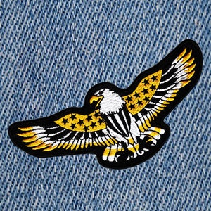 XL 18cm American Gold Eagle USA Biker Iron On Motorcycle Patriot Patch Applique