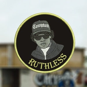 Vintage Style Compton Ruthless DJ Patch 9cm / 3.5 inch Hip Hop RAP Turntable Cap Hat Iron On or Hook Back