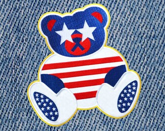 Lindo oso de peluche XXL estrella Spangled Bear parche bordado insignia 30cm apliques
