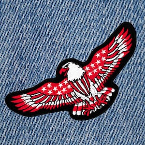 XL 18cm American Eagle USA Biker Iron On Motorcycle Patriot Patch Applique