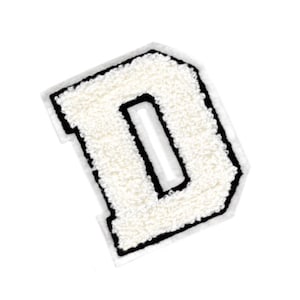 Parche grande de 10cm color crema Chenille letra D Don Dan David Darryl Danny Dee Derrick Danny Dork Dolly Dave Dude aplique