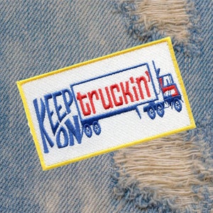 Awesome Vintage Style 70's Patch Keep on Truckin Big Rig Truck Trucker Patches 12cm / 4.7 inch Applique Iron On or Hook Back image 2