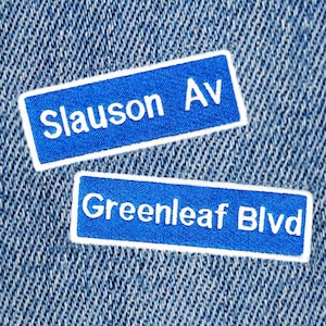 Cool Greenleaf Blvd & Slauson Av Street Sign Gangster Rap California Cali Patch Hip Hop Gift Rap 10cm / 4 inch Applique Iron On or Hook Back