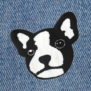 XXL Extra Large 24cm Chenille Boston Terrier Head Dog Patch Applique