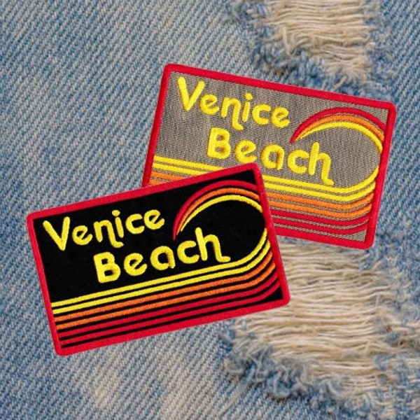 Vintage 70's 80's Style Venice Beach Surf Surfing Surfer Shirt Patch Badge for Cap Hat 9.5cm / 3.7 inch Iron On or Hook Back