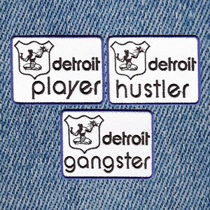 Detroit Hustler, Gangster, Player, Urban Hip Hop Style Rap Patch for Trucker Hat or Shirt Badge 9cm / 3.5 inch Iron On or Hook Back