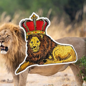 XL Vintage Style Rasta Lion of Judah King of the Jungle Animal Patch 12cm / 4.7 inch