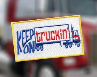 Awesome Vintage Style 70's Patch "Keep on Truckin" Big Rig Truck Trucker Patches 12cm / 4.7 inch Applique Iron On or Hook Back