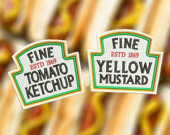 Cute Vintage Style Ketchup Mustard Food Morale Patch 7.5cm / 3 inch