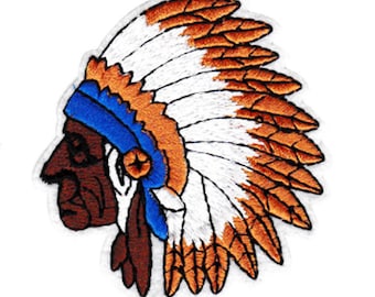 Indian Head Patch 7.5cm / 3 inch Iron On or Hook Back