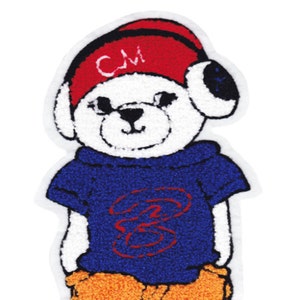 Extra Large 25.5cm Chenille Hip Hop DJ Teddy Bear Patch