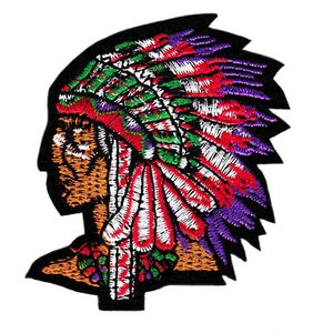 Cool Large Indian Head Patch 8cm / 3.2 inch Iron On or Hook Back