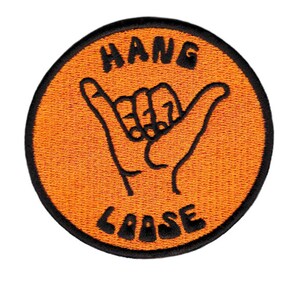 Cool Vintage 70's 80's Style Hang Loose Morale Surfing Surfer Surf Patch Badge for Cap Hat Shirt 8cm Applique image 3