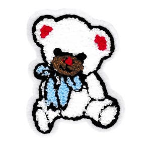 Large & Cute Chenille Teddy Bear Patch 11cm