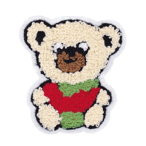 Large & Cute Chenille Teddy Bear Patch 10.5cm