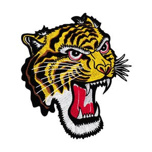 XXL Extra Large 22cm Tiger Head Back Shirt or Jacket Patch Applique