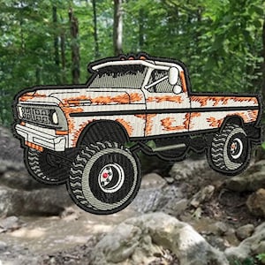 Gift for Him 4x4 4WD White Rust 70&#39;s Pickup Truck Gift Patch for Trucker Hat Dad Gift 12.7cm / 5 inch Iron On or Hook Back