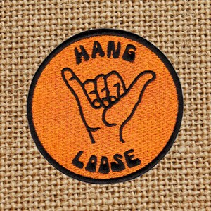 Cool Vintage 70's 80's Style Hang Loose Morale Surfing Surfer Surf Patch Badge for Cap Hat Shirt 8cm Applique image 2