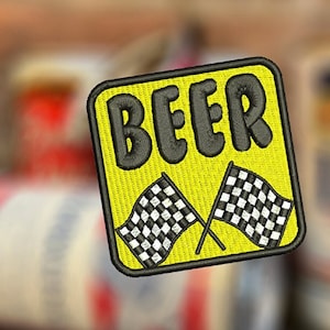 Awesome 70&#39;s Vintage Style Large Beer Racing Trucker Patch Badge for Hat Cap Jacket 7.5cm / 3 inchApplique Iron On or Hook Back