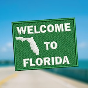 Toppa per maglietta da surf Florida Camping Hiking State Road Sign Tampa Orlando Miami Beach per cappello da camionista 9 cm / 3,5 pollici da stirare o agganciare sul retro