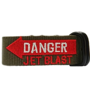 Custom Embroidered 18mm 20mm 22mm 24mm Nylon Military Gift Watch Strap Danger Jet Blast  (Strap Only) Gift for Dad Air Force Gift