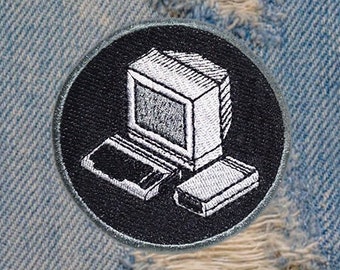 Cool & Cute Vintage 80's Computer Shirt Patch Badge for Cap Hat 7.5cm Iron On or Hook Back