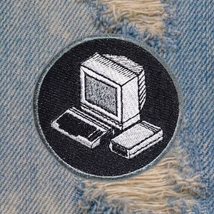 Cool & Cute Vintage 80's Computer Shirt Patch Badge for Cap Hat 7.5cm Iron On or Hook Back