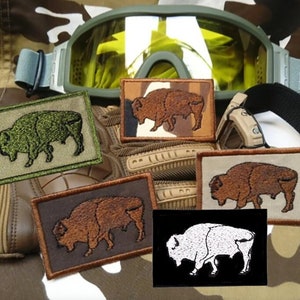 Popular Desert Camo Tactical Military Embroidered Bison Buffalo Morale Patch Badge 7cm / 2.8 inch