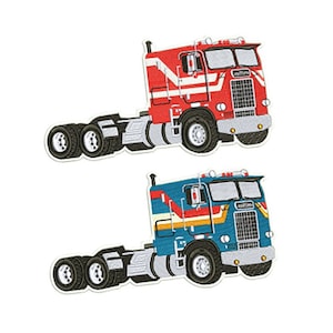 Large Awesome Vintage Style 70&#39;s Patch Patches Cab Over Big Rig Truckin Trucker Semi Truck Applique 12cm / 5 inch Iron On or Hook Back