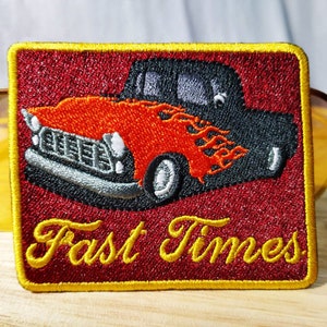 Awesome Vintage Style 70&#39;s Patch &quot;Fast Times&quot; &quot;Keep on Truckin&quot; Custom PIck Up Truck Patch Patches 8.5cm Iron On or Hook Back